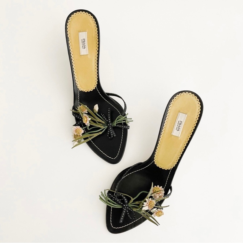 Prada Flower Bouquet Sandal Kitten Heels size 39